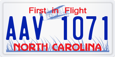 NC license plate AAV1071