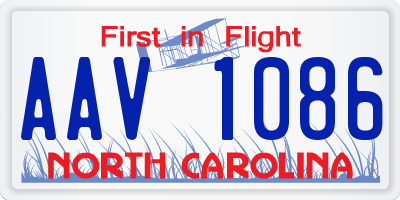 NC license plate AAV1086