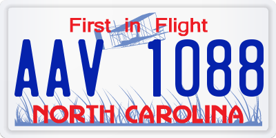 NC license plate AAV1088
