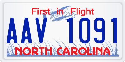 NC license plate AAV1091