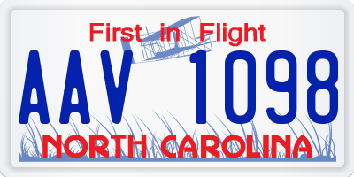 NC license plate AAV1098