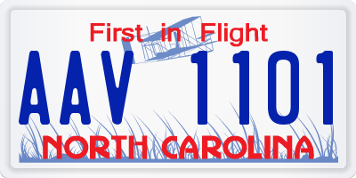 NC license plate AAV1101