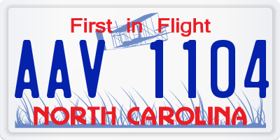 NC license plate AAV1104