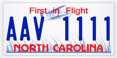 NC license plate AAV1111