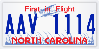 NC license plate AAV1114