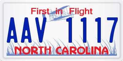 NC license plate AAV1117