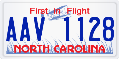 NC license plate AAV1128
