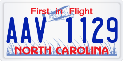 NC license plate AAV1129