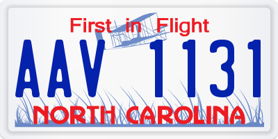 NC license plate AAV1131