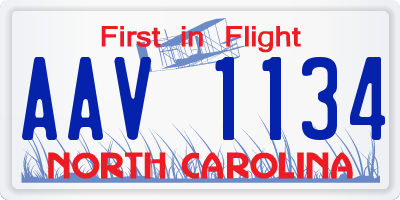 NC license plate AAV1134