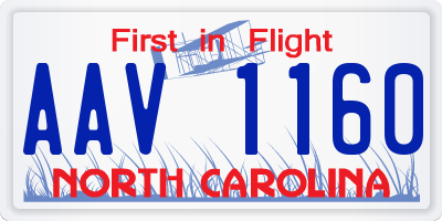 NC license plate AAV1160