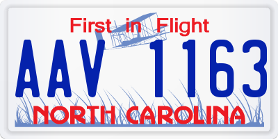 NC license plate AAV1163
