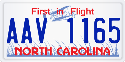 NC license plate AAV1165
