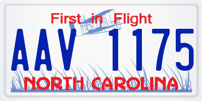 NC license plate AAV1175