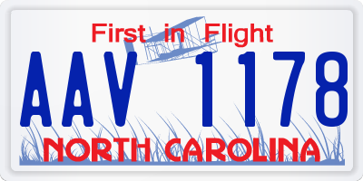 NC license plate AAV1178