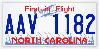 NC license plate AAV1182