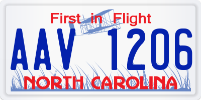 NC license plate AAV1206