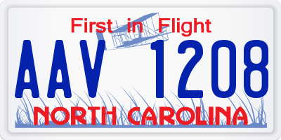 NC license plate AAV1208