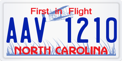 NC license plate AAV1210