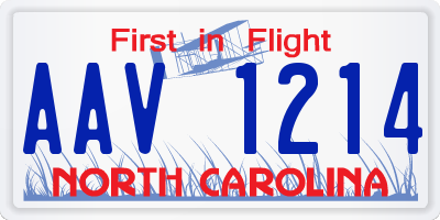 NC license plate AAV1214