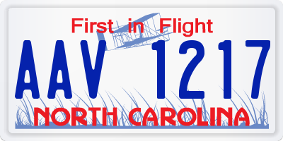 NC license plate AAV1217