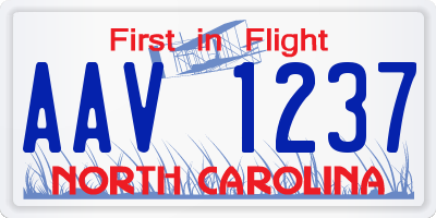 NC license plate AAV1237