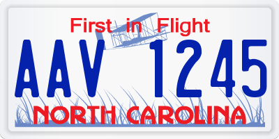 NC license plate AAV1245