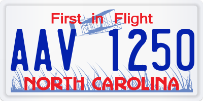 NC license plate AAV1250