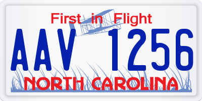 NC license plate AAV1256