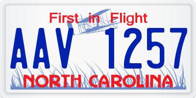 NC license plate AAV1257