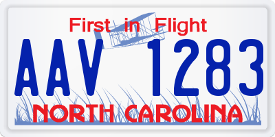 NC license plate AAV1283