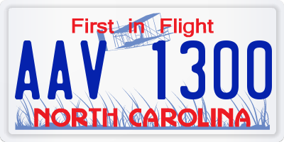 NC license plate AAV1300