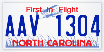 NC license plate AAV1304