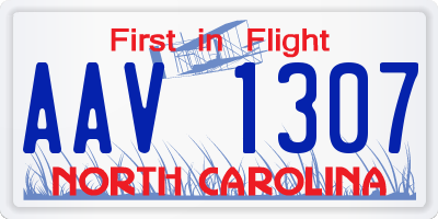 NC license plate AAV1307