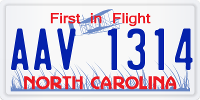 NC license plate AAV1314