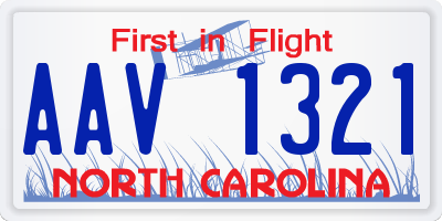 NC license plate AAV1321