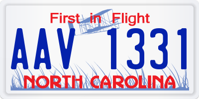 NC license plate AAV1331