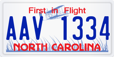 NC license plate AAV1334