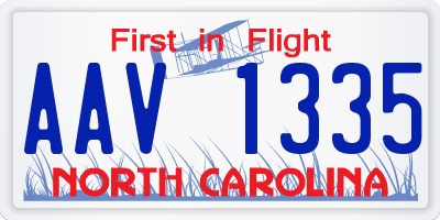 NC license plate AAV1335