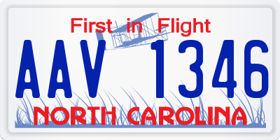 NC license plate AAV1346