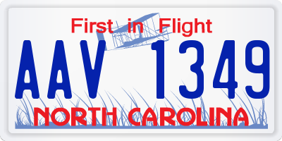 NC license plate AAV1349