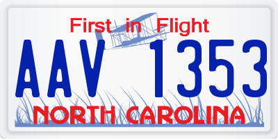 NC license plate AAV1353
