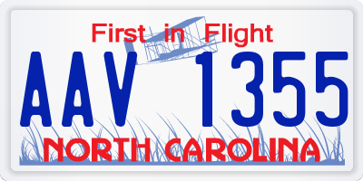 NC license plate AAV1355