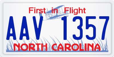 NC license plate AAV1357