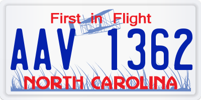 NC license plate AAV1362