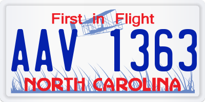 NC license plate AAV1363