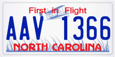 NC license plate AAV1366