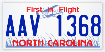 NC license plate AAV1368