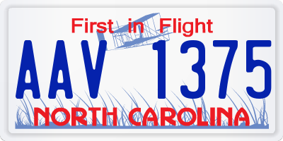 NC license plate AAV1375