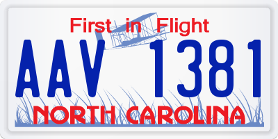 NC license plate AAV1381